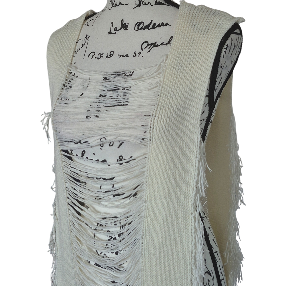 Crochet Beach Dress: Bohemian Hallow Sleeveless With Slit Sz XL - Picture 5 of 8